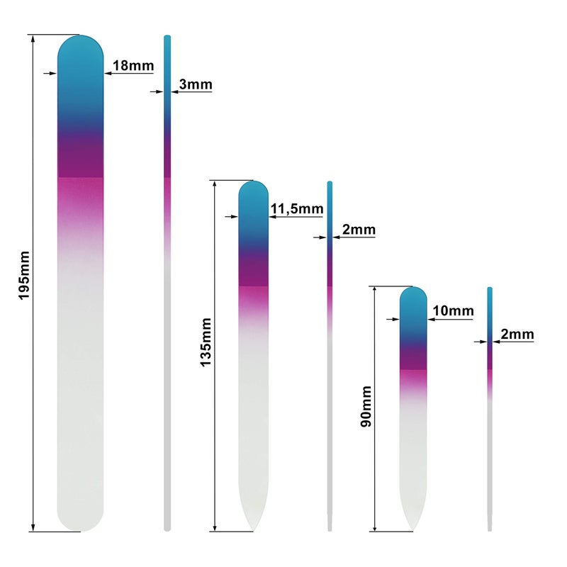 Mont Bleu Nail File - Mont Bleu Premium Set of 3 Glass Nail Files in Pouch - Birthday Gifts for Women - Rainbow Colors - Genuine Czech Tempered Glass - Glass Nail Files for Natural Nails - Gifts - Image 5